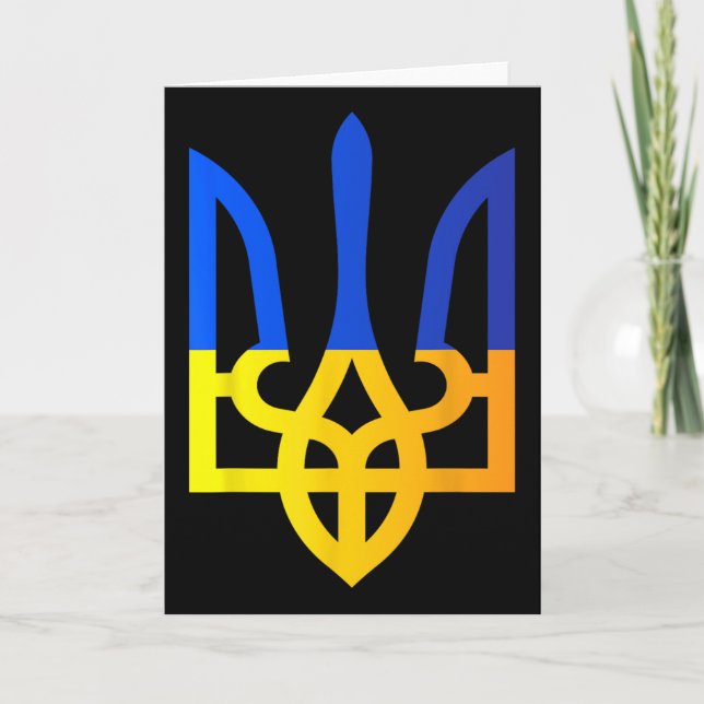Carte Trident ukrainien Symbole national Drapeau ukraini (Devant)