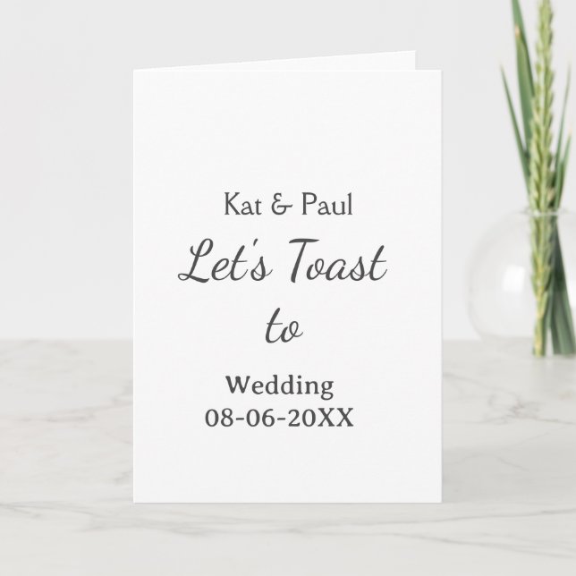 Carte Trinquons au mariage nom date couple simple (Devant)