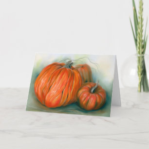 Carte Trio de citrouilles d'automne Patch Art pastel pou