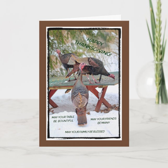 Carte Trio de Dindes de Thanksgiving - Bénédiction (Devant)