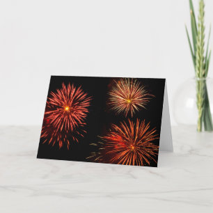 Carte Trio de feux d'artifice contre un ciel noir