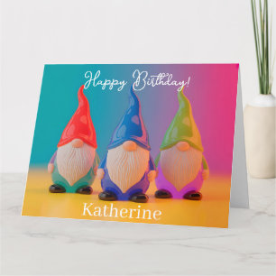 Carte Trio de figurines de gnome en céramique brillante 