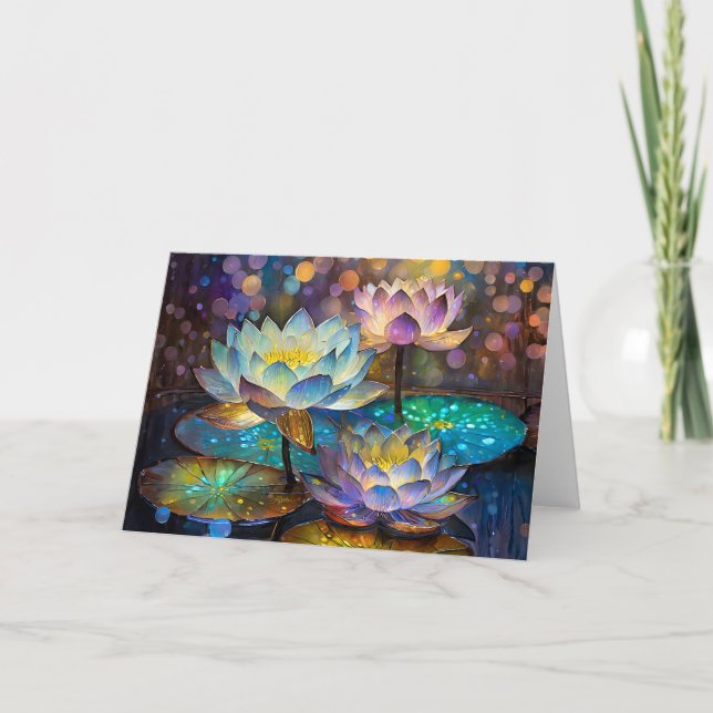 Carte Trio de fleurs de lotus lumineuses (Devant)