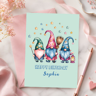 Carte Trio de Gnome Magique Anniversaire
