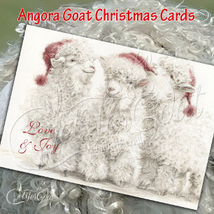Carte Trio de Noël de chèvres angora adorables