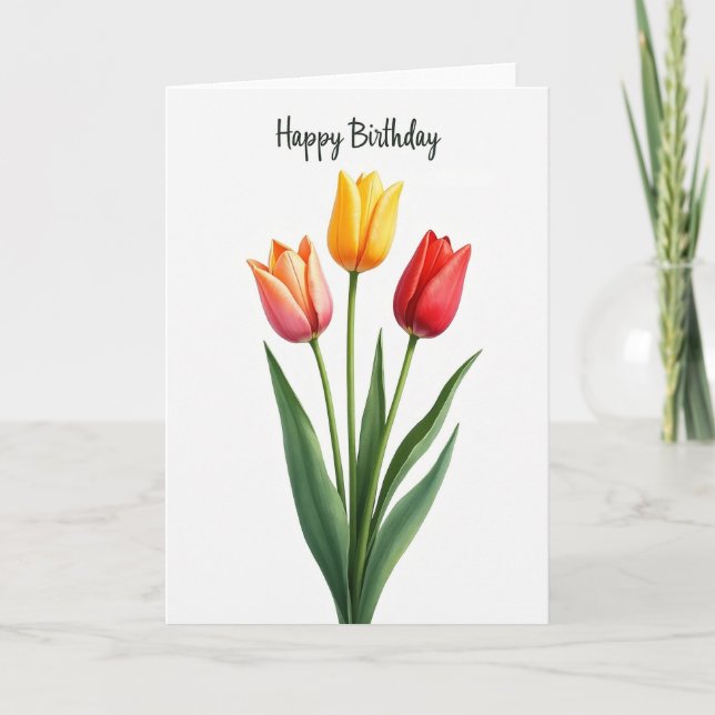 Carte Trio de Tulipes à Points (Devant)