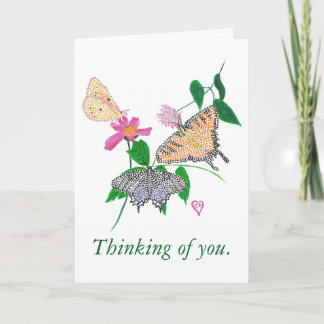 Carte Trio of Pointillism Butterflies, Thinking of you