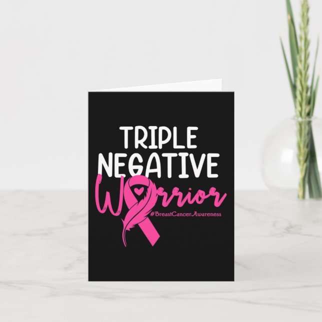 Carte Triple Négatif Warrior Rose Ribbon Breast Cancer (Devant)