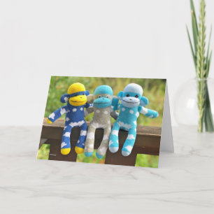 Carte Triplé Sock Monkey Greetingcard