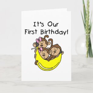 Carte Triplets 1er - Deux filles Un garçon Tshirts et ca