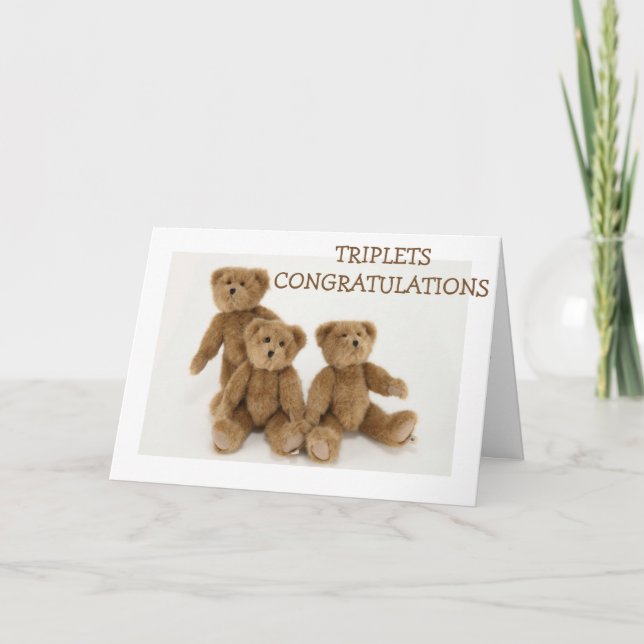 CARTE "TRIPLETS" FÉLICITATIONS=TRIPLE LOVE HUGS KISSES (Devant)