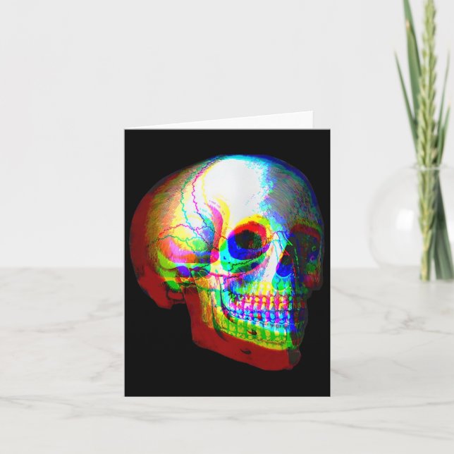 Carte Trippé crâne Vaporwave Halloween Techno Rave Edm (Devant)