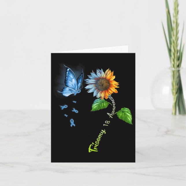 Carte Trisomie de tournesol papillon 18 Sensibilisation (Devant)