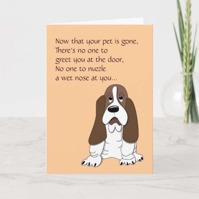 Carte Triste Basset Hound Drôle Chien Sympathie Perte de (Devant)