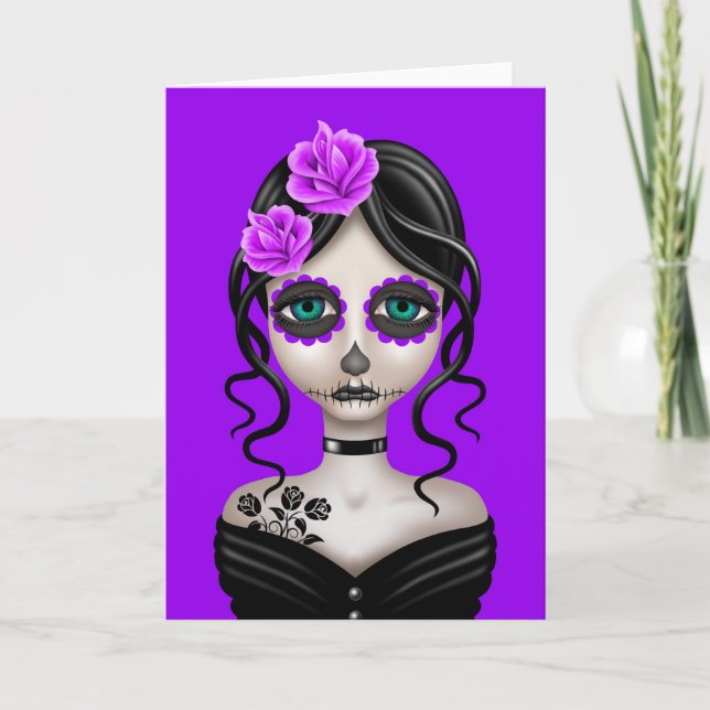 Carte Triste journée de la fille morte sur le violet (Devant)