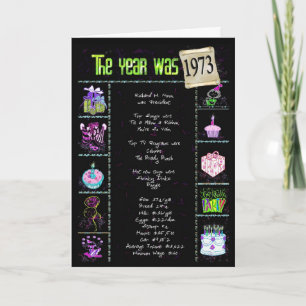 Carte Trivia de l'année d'anniversaire 1973