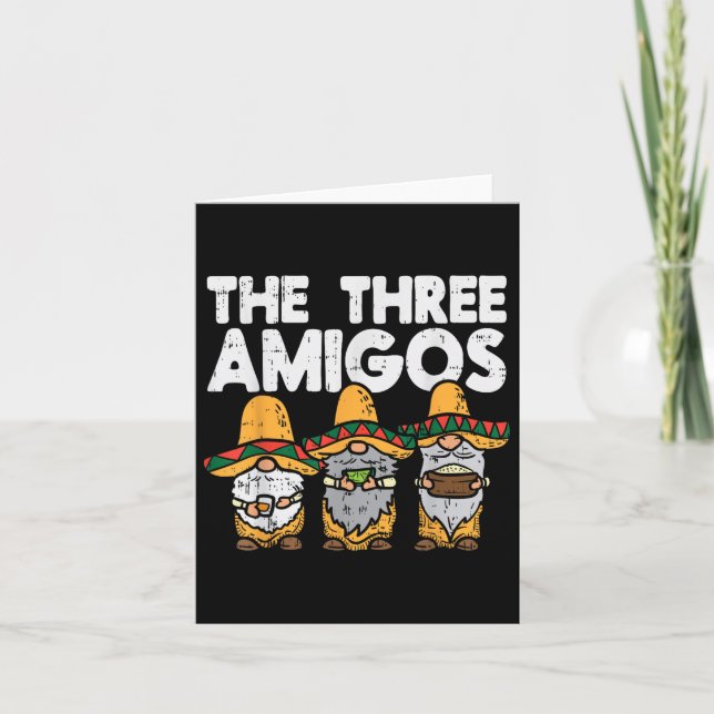 Carte Trois Amigos Mexicains Gnomes Cute Cinco De Mayo F (Devant)