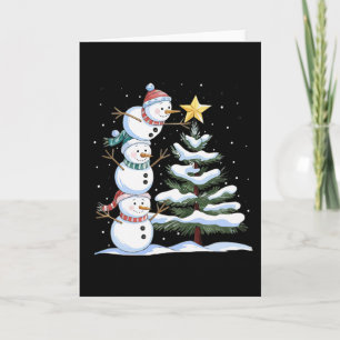 Carte Trois bonshommes de neige arrangent un arbre de No