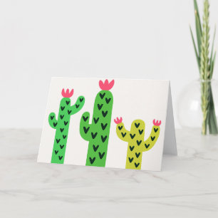 Carte Trois cactus d'aquarelle Salutation