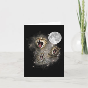 Carte Trois Chat Meow Moon drôle Mème bizarre maudit Mat