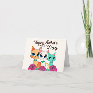 Carte Trois chats "Joyeuse fête des mères"