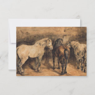 Carte Trois chevaux dans leur stabilité