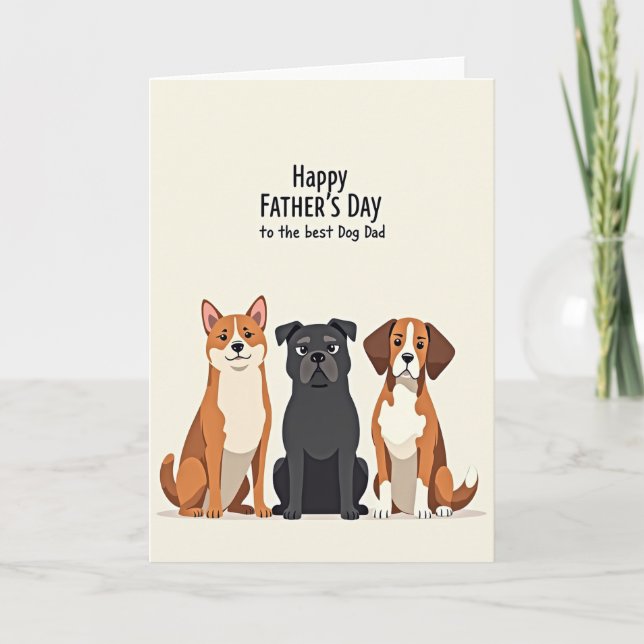 Carte Trois Chiens pour la Fête des Pères (Devant)