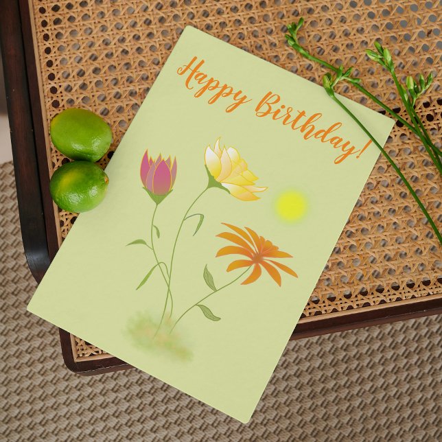 Carte Trois fleurs au soleil - transparent pour l'annive (Créateur téléchargé)