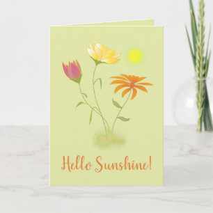 Carte Trois fleurs au soleil - transparent + texte.
