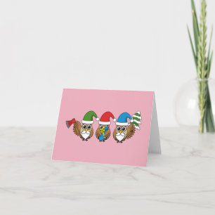 Carte Trois hiboux gnomes de Noël amusants
