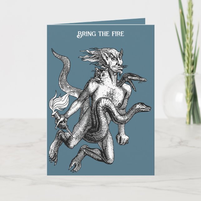 Carte Trois Homme à Trois Têtes, Serpent, Et Chat (Devant)