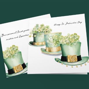 Carte Trois Irlandais St Patrick's Day Leprechaun Casque