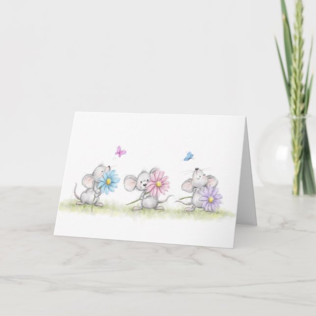 Carte trois locaux avec fleurs (Devant)