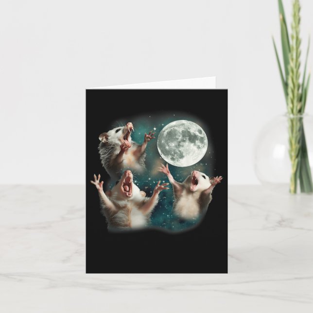 Carte Trois Lune Possum _ 3 Opossum Funny Bizarre Maudit (Devant)