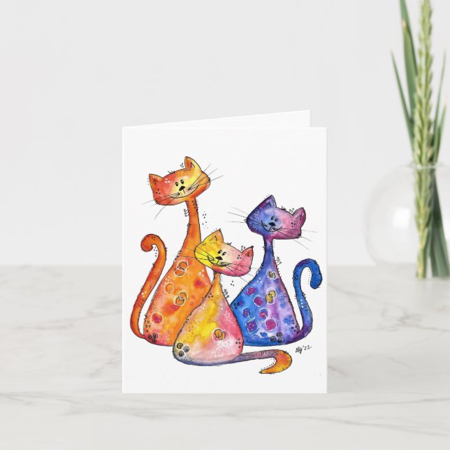 Carte Trois mignons chats Whimsical (Devant)