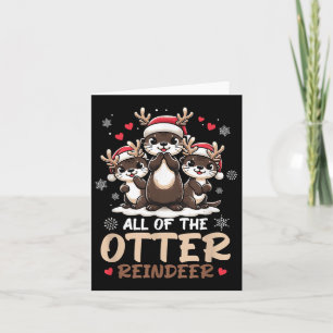 Carte Trois Otter Rennes Chapeau de Père Noël Cerf Joyeu