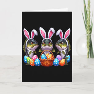 Carte Trois poissons de Pâques de lapin de Pâques chasse