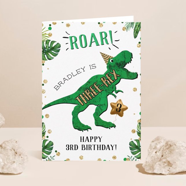 Carte Trois Rex Dinosaur 3e anniversaire (Créateur téléchargé)