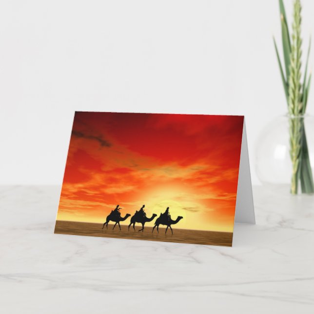 Carte Trois rois et coucher du soleil rouge (Devant)