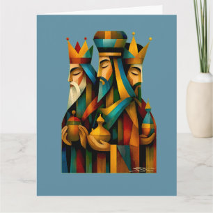 Carte Trois Sages Hommes Art de Nativité Abstrait