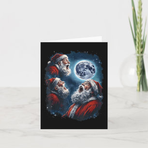 Carte Trois Santa Claus Moon Howling Funny Christmas Hol