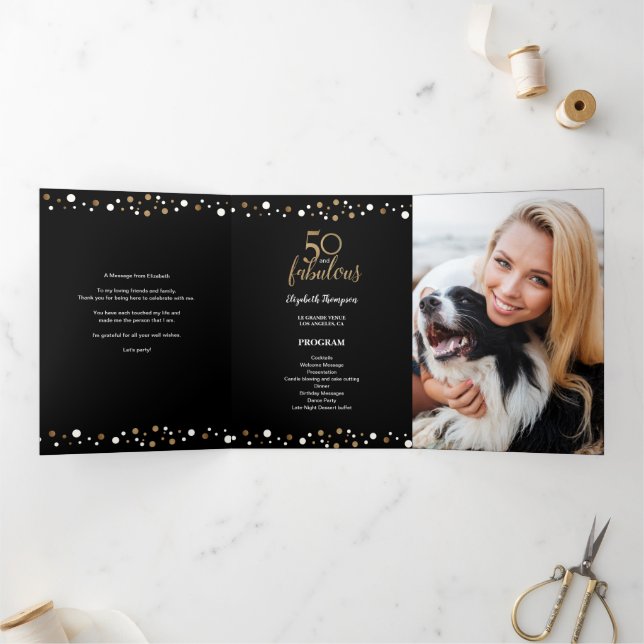 Carte Trois Volets 50 et fabuleux cinquantième anniversaire Photo Tri (Intérieur)