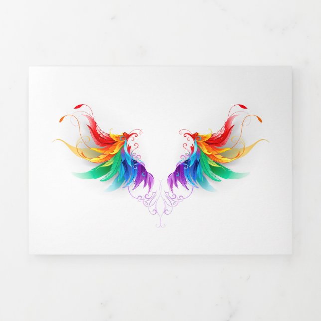 Carte Trois Volets Ailes fluffy arc-en-ciel (Page de couverture)