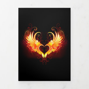 Carte Trois Volets Angel Fire Heart with Wings