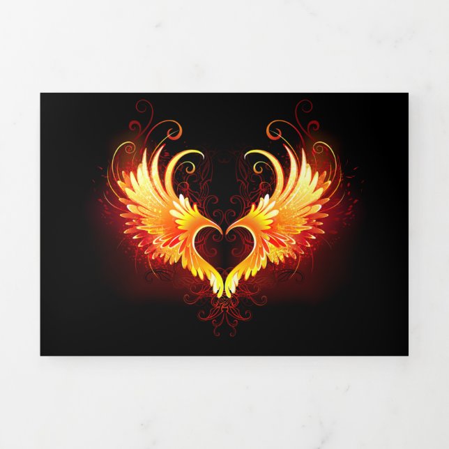 Carte Trois Volets Angel Fire Heart with Wings (Page de couverture)