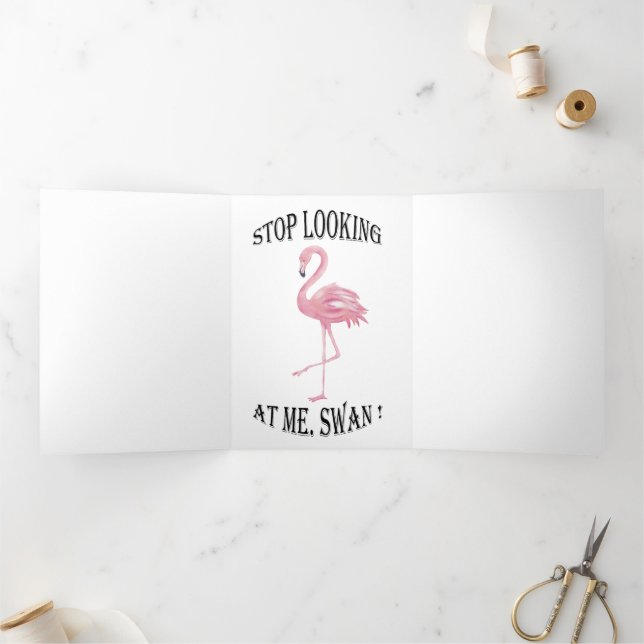 Carte Trois Volets Arrêtez de me regarder Swan (Intérieur)