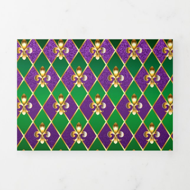 Carte Trois Volets Arrière - plan de bijoux Mardi Gras (Page de couverture)