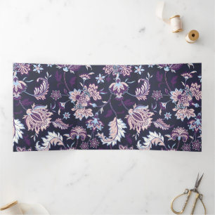 Carte Trois Volets Arrière - plan violet Big Floral Motif sans joint