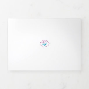 Carte Trois Volets Bleu de Cornflower clair, Ciel Mégenta, Fille