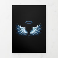 Blue Glowing Angel Wings on black background
